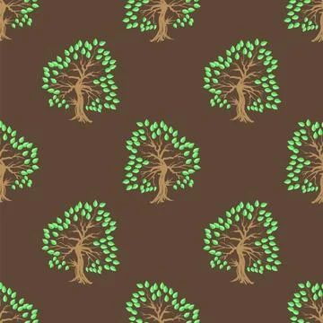Green Tree Seamless Pattern. Green Tree Seamless Pattern. Summer Leaves Ba... Foto stock