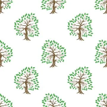 Green Tree Seamless Pattern Green Tree Seamless Pattern. Summer Leaves Bac... Foto stock