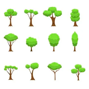 Green tree set Stock Illustration