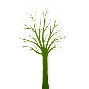 Green tree silhouette on white background Stock Illustration