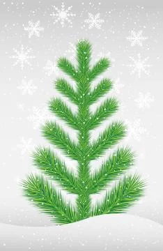 Green tree in to snow Stock Illustration