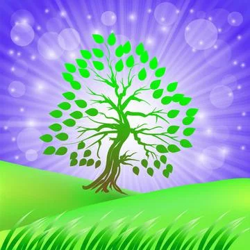 Green Tree Spring Green Tree on Starry Sky Background Copyright: xZoonar.c... Stock-Fotos