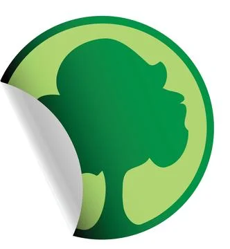 Green tree sticker icon, eco-friendly concept Stock Illustration
