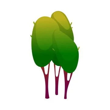 Green Tree on Trunk with Lush Crown as Forest Element Vector Illustration Stock Illustration
