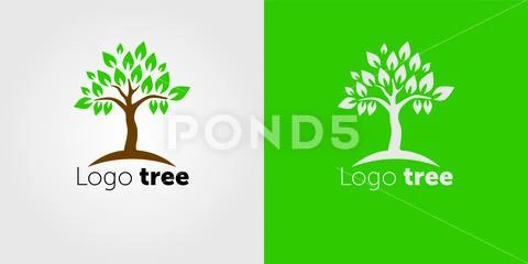 Green tree vector logo design template. Plant, nature and ecology ...
