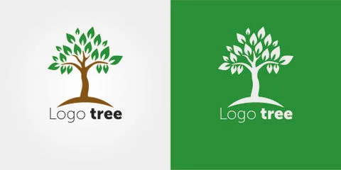 Green tree vector logo design template. Plant, nature and ecology Illustrazione stock