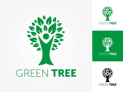 Green tree vector logo design template. Plant, nature and ecology Stock Illustration
