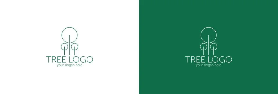 Green tree vector logo design template. Plant, nature and ecology Illustrazione stock