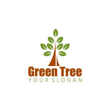 Green tree. Vector logo icon template Illustrazione stock