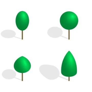 Green trees in 3D, vector illustration. Stock Illustration
