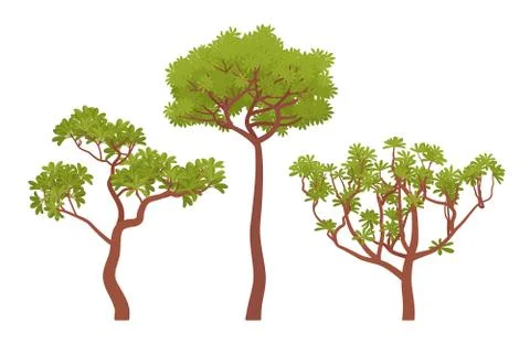 Green trees collection Stock Illustration