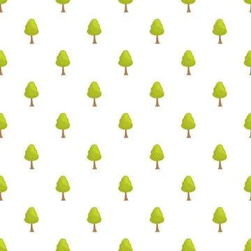 Green trees forming seamless pattern on white background イラスト素材