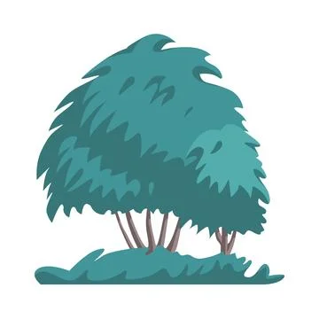 Green trees group growing on grass, park or garden nature Stock Illustration