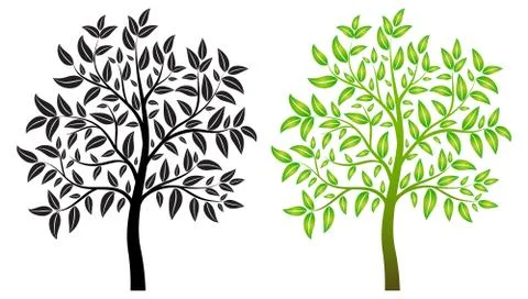 Green trees isolated Stock Illustration