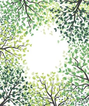 Green trees with leaves Illustrazione stock