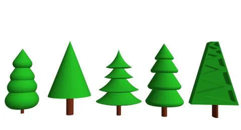 Green trees of various shapes Stock Illustration