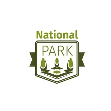 Green trees vector icon for national park Ilustración de archivo