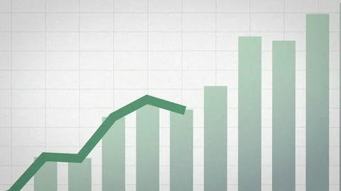 Green Up-trending line with light bars - loop 動画素材 101621447