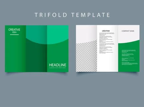 Green tri fold brochure. Vector graphics for design. Green energy. Stock Illustration