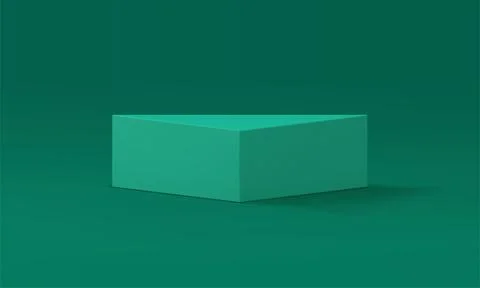 Green triangle 3d podium corner pedestal advertising abstract platform real.. Stock Illustration