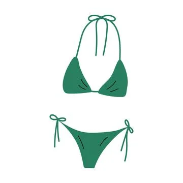 Green triangle bikini set with side tie bottoms Stock Illustration
