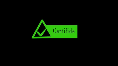 Green Triangle with Check Mark and Word Certifide on animated Black Backgro.. Stock Footage 332992196