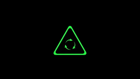 Green Triangle with Circular Arrow Symbol Stock Footage 332881923