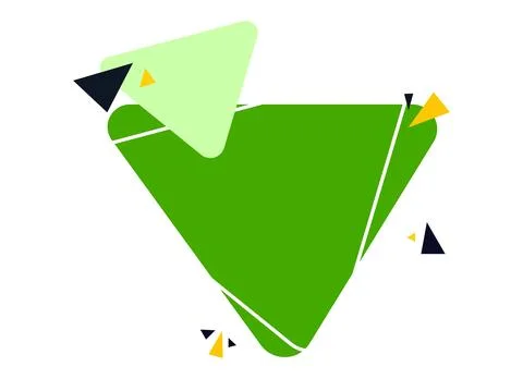 Green triangle frame banner with accents, Abstract vibrant geometric label la Illustrazione stock
