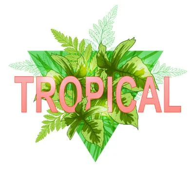 Green triangle with leaves Stock Illustration