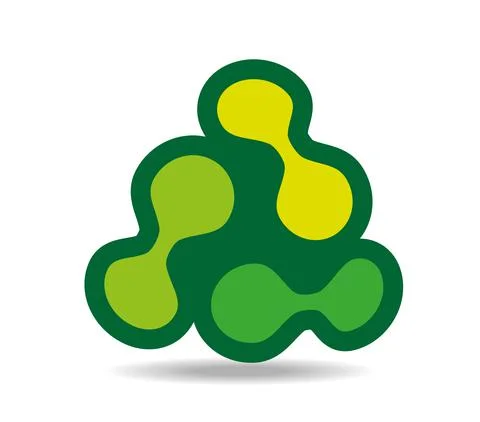 Green triangle made of pairs of dots Stock Illustration