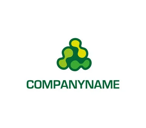 Green triangle made of pairs of outlined dots. Ready logo Stock Illustration