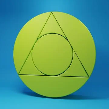 Green Triangle math icon isolated on blue background. Minimalism concept. 3.. Stock Illustration