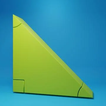 Green Triangle math icon isolated on blue background. Minimalism concept. 3.. Illustrazione stock