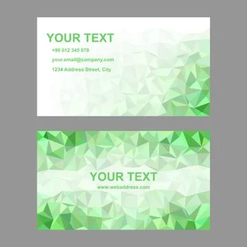 Green triangle mosaic business card template Иллюстрация