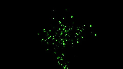 Green Triangle Particles Explosion Motion Graphic Isolated on Black Background Stock Footage 347482323