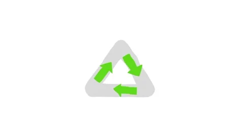 Green triangle recycle symbol of three arrows spinning around. Hand drawn sto Stock Footage 146259587