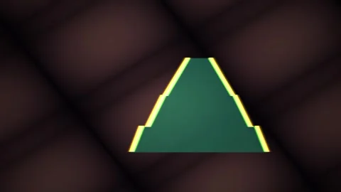 Green triangle with yellow outline on dark background. Stock Footage 336245356