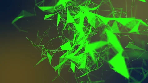 Green triangles and particles move slowly. abstract background 3d rendering. dep Stock Footage 95070254