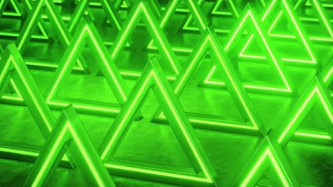 Green triangular abstract background. Neon lights background. Pattern triangl Stock Footage 150463200