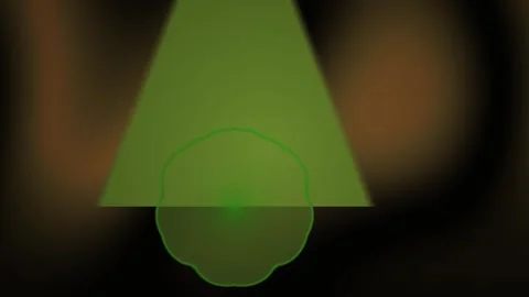 Green triangular light shines brightly in darkness. Stock Footage 336245352