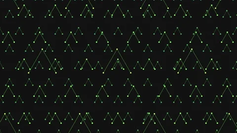 Green triangular pattern forming letter 'a' on black background Stock Footage 297601375
