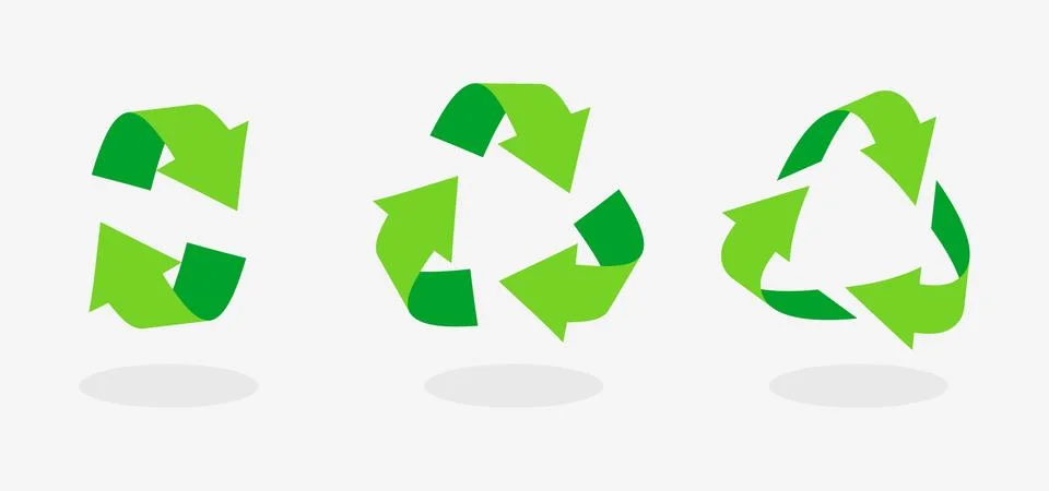 Green triangular recycle eco arrow icon set vector Stock Illustration