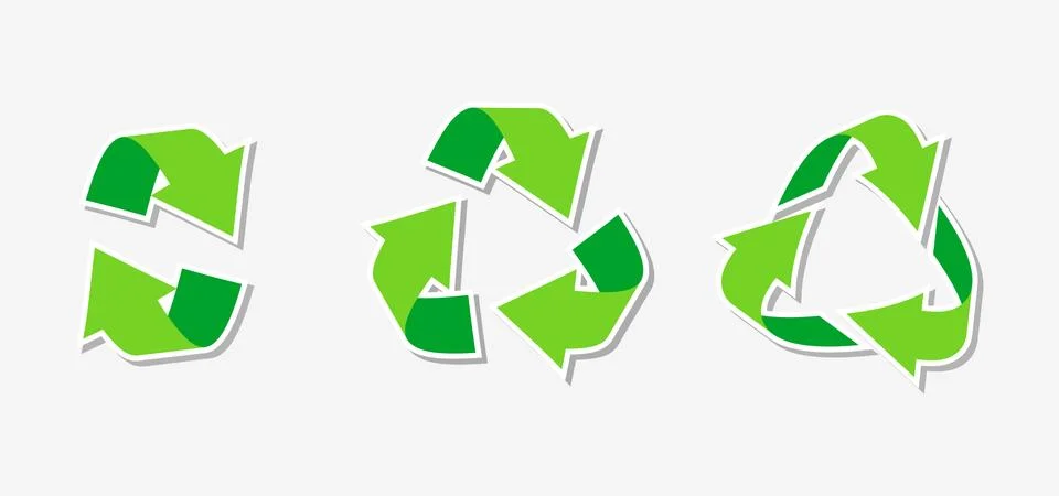 Green triangular recycle eco sticker set vector Stock Illustration