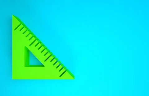 Green Triangular ruler icon isolated on blue background. Straightedge symbol. 스톡 일러스트