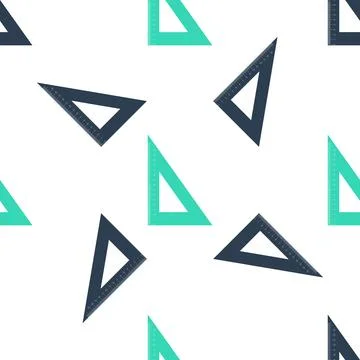 Green Triangular ruler icon isolated seamless pattern on white background Stock Illustration