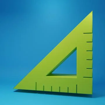 Green Triangular ruler icon isolated on blue background. Straightedge symbo.. Stock Illustration