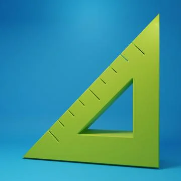 Green Triangular ruler icon isolated on blue background. Straightedge symbo.. Illustrazione stock