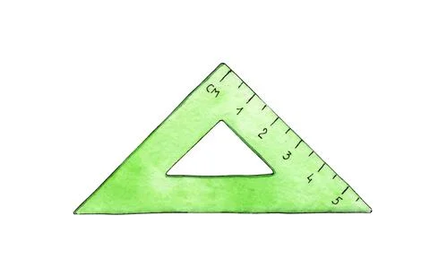 Green triangular ruler watercolor Stock Illustration