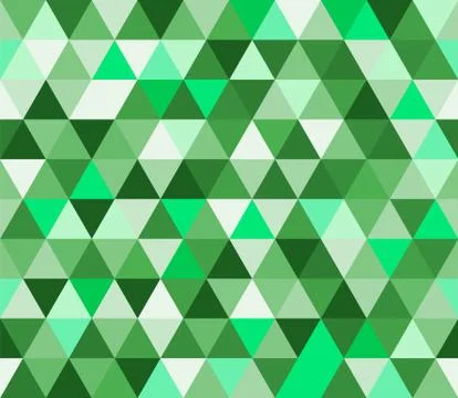 Green triangular seamless pattern. Geometric vector background. Polygonal mos 스톡 일러스트