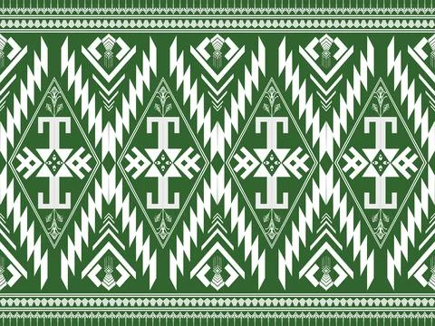 Green Tribal Geometric Weaving Pattern Illustration